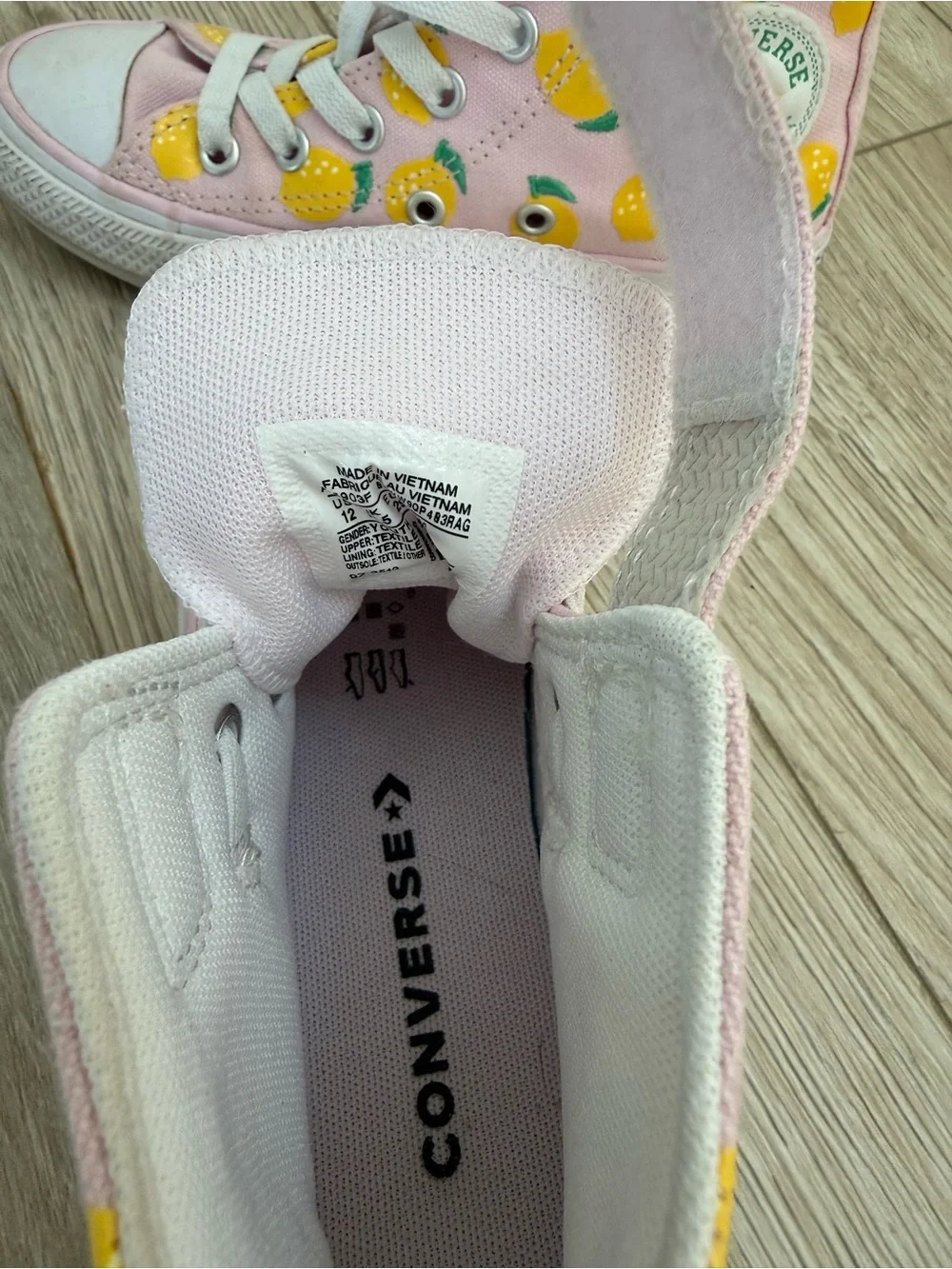 Converse Pink High-Top Sneakers with Yellow Lemon Print